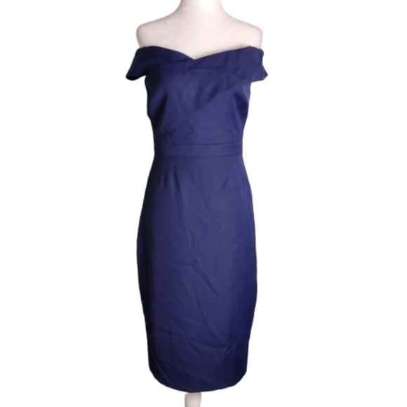 NEW Laundry by Shelli Segal Off Shoulder Blue Dress - Picture 2 of 5